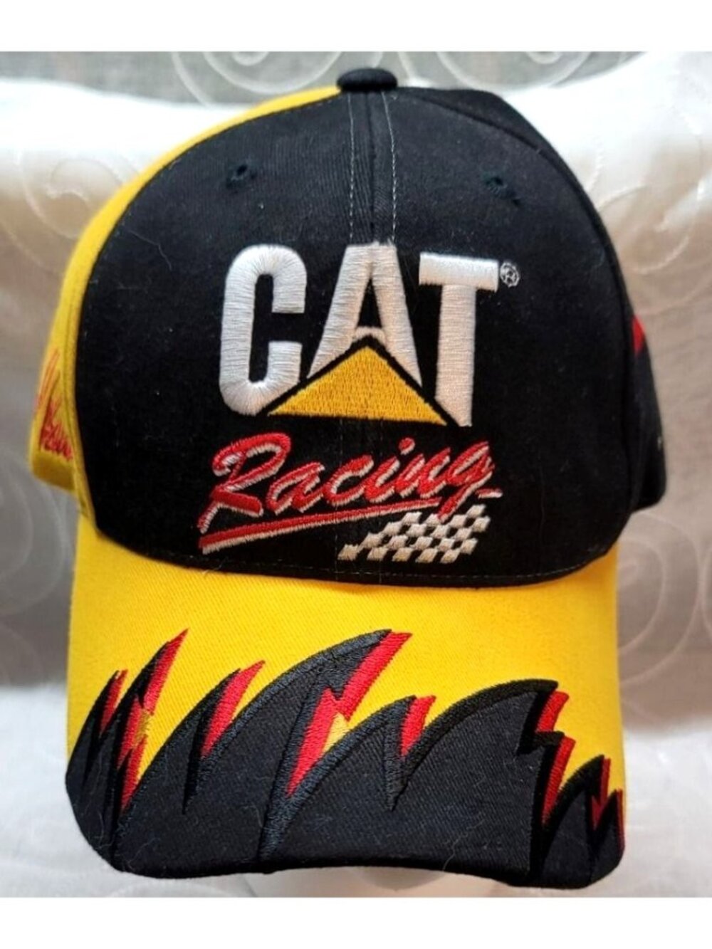 Vintage Y2K CAT Racing NASCAR 22 Ward Burton Embroidered Flame Snapback Hat Cap